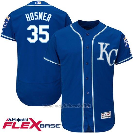 Maglia Baseball Uomo Kansas City Royals Eric Hosmer 35 Blu Flex Base Autentico Collezione Giocatore